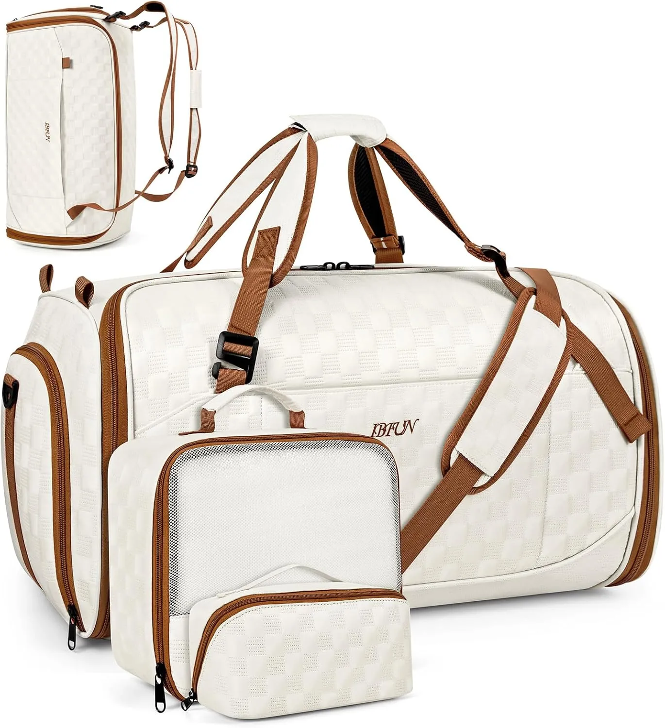 Convertible Garment Bags for Travel - Carry on Garment Duffle Bag with Backpack Straps for Men Women, 4 in 1 Large Travel Duffel Bags with Shoes Compartment Hanging Suit Dress Weekender Bag 3pcs Set