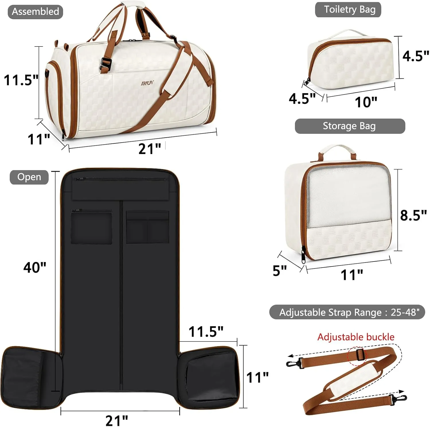 Convertible Garment Bags for Travel - Carry on Garment Duffle Bag with Backpack Straps for Men Women, 4 in 1 Large Travel Duffel Bags with Shoes Compartment Hanging Suit Dress Weekender Bag 3pcs Set