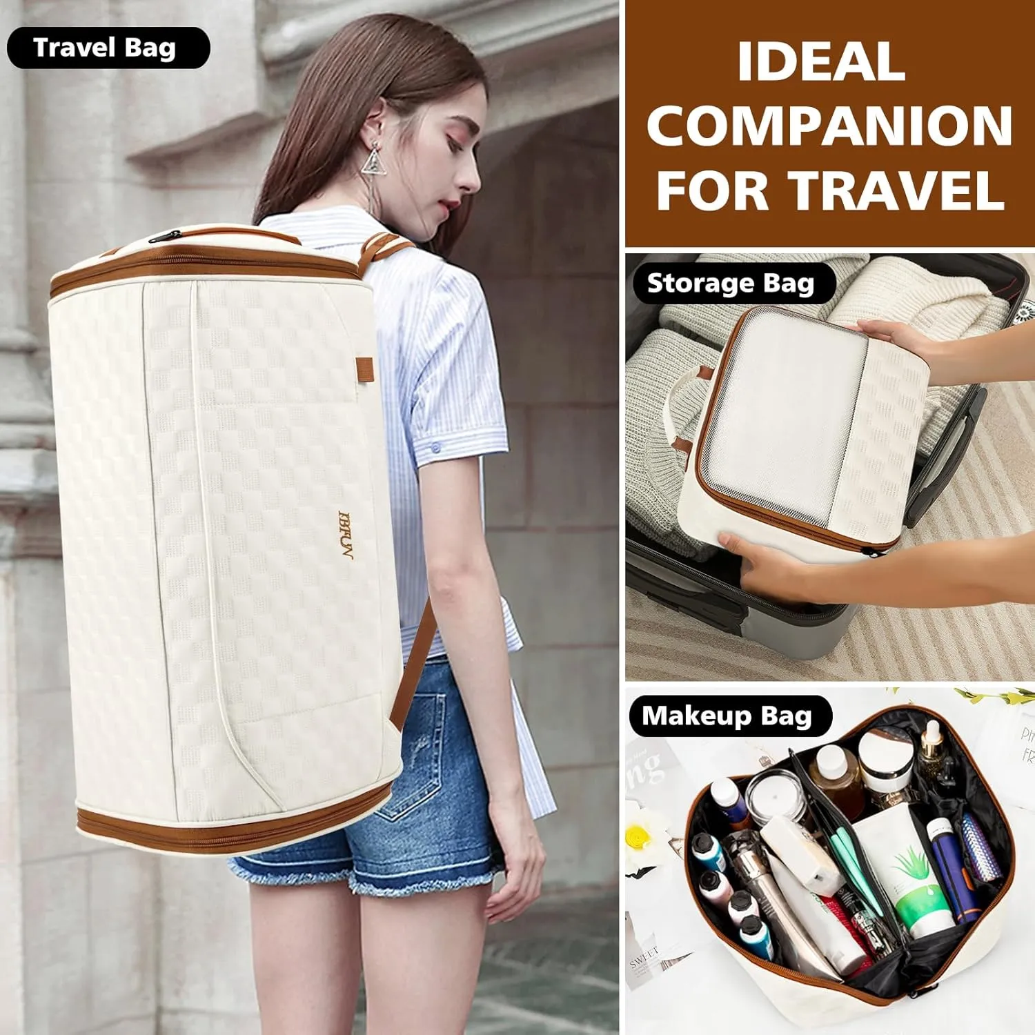 Convertible Garment Bags for Travel - Carry on Garment Duffle Bag with Backpack Straps for Men Women, 4 in 1 Large Travel Duffel Bags with Shoes Compartment Hanging Suit Dress Weekender Bag 3pcs Set