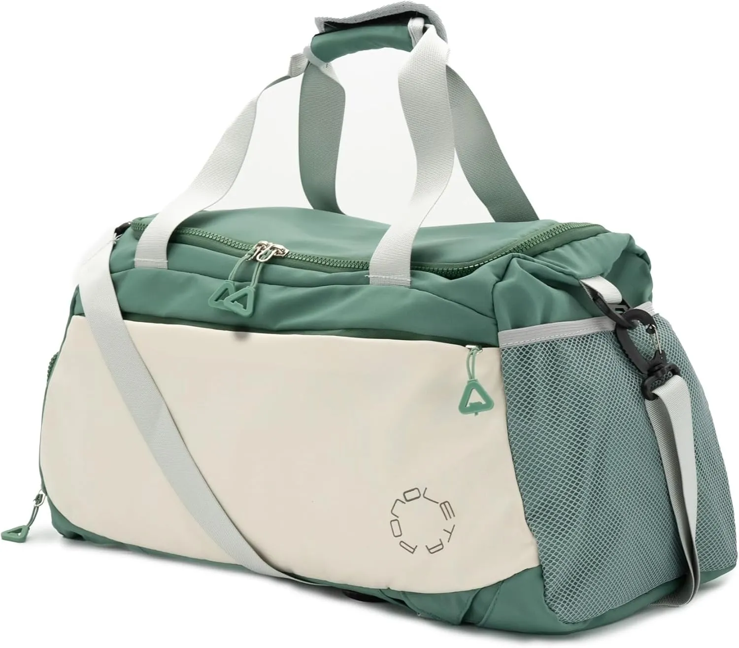 Convertible Green Gym, Sports & Travel Duffle Bag With Shoe Compartment & Wet Pocket - Overnight & Carry On Weekender