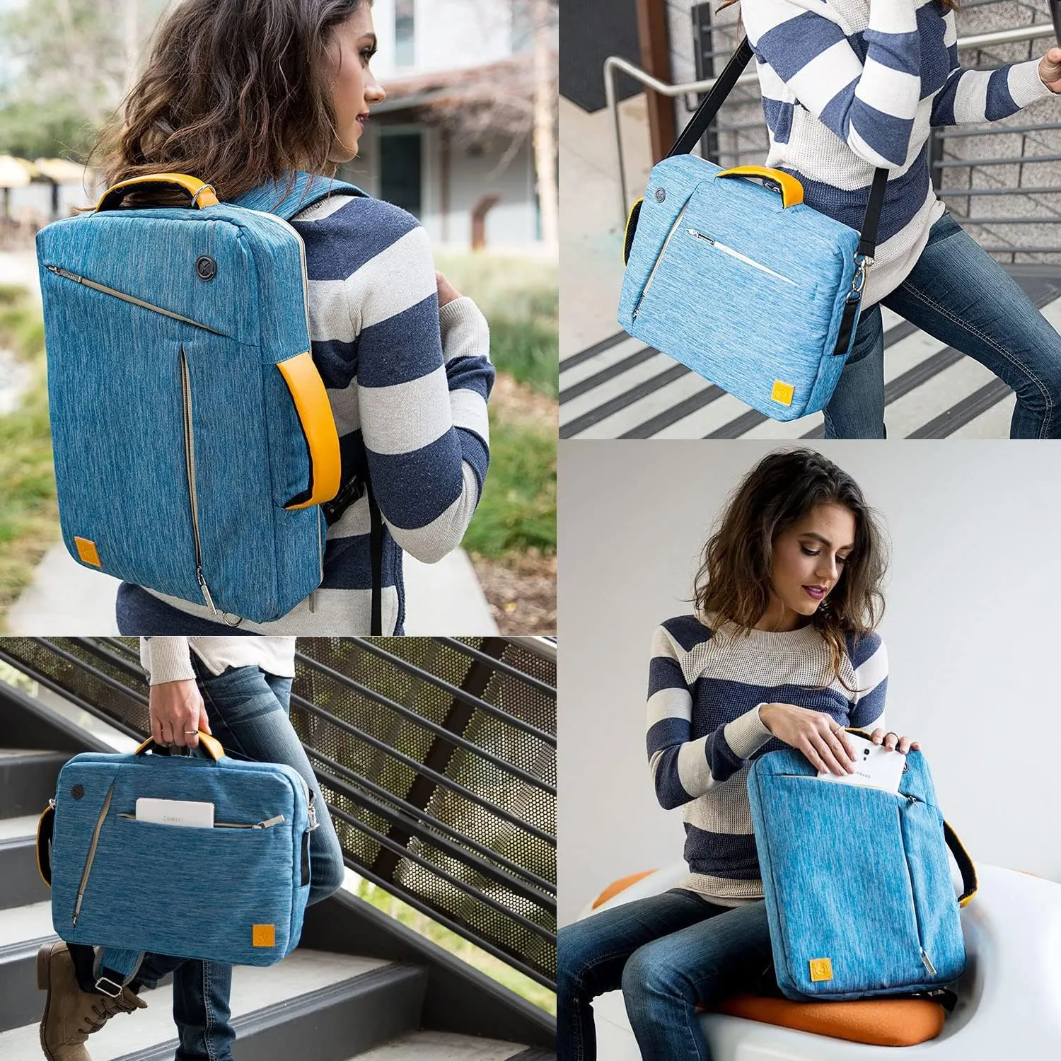 Convertible Laptop Shoulder Bag 13 14 15 15.6 17.3 Inch for Men Women Business Travel
