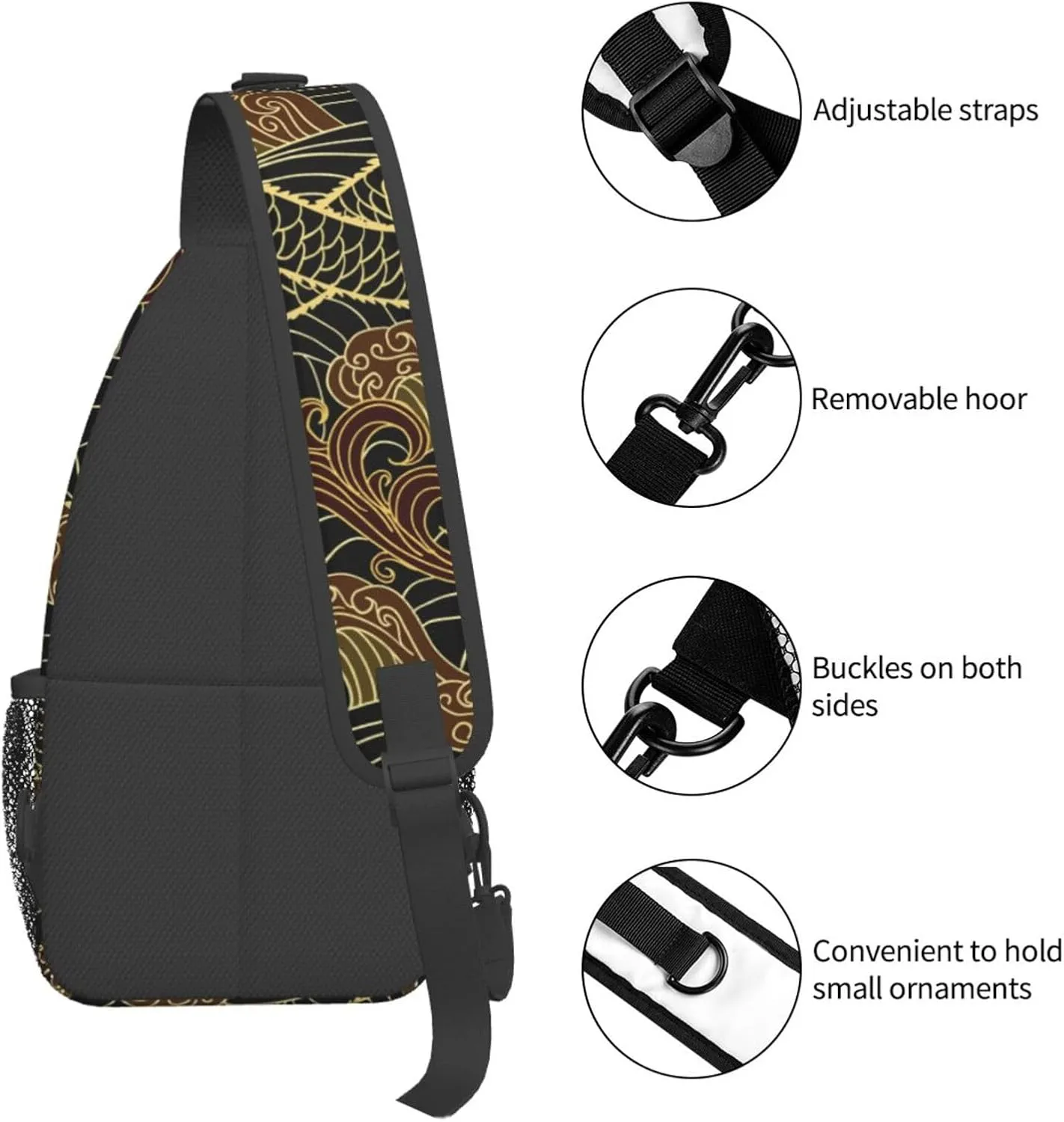 Cool Dragon Crossbody Sling Backpack Sling Bag Travel Hiking Chest Bag Dragon Daypack for Men Women