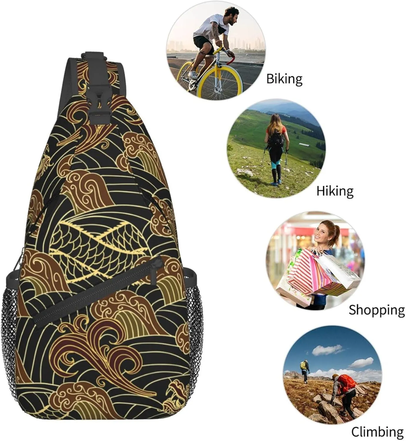Cool Dragon Crossbody Sling Backpack Sling Bag Travel Hiking Chest Bag Dragon Daypack for Men Women