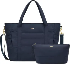 Coolife Puffy Tote Bag for Women - Quilted Puffer Travel Work Gym Carry On Shoulder Bag