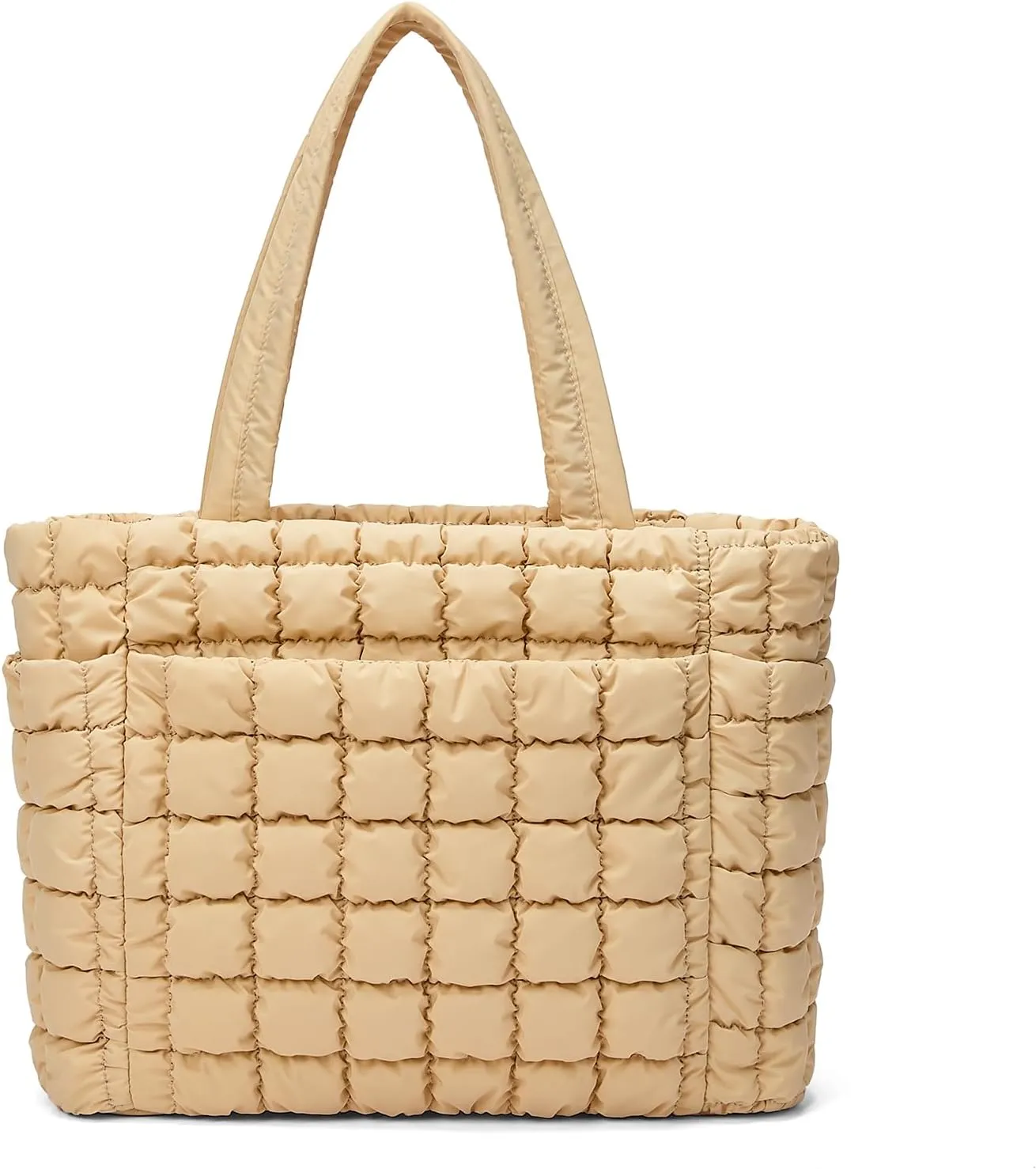 CORALDAISY Puffer Tote Bag for Women Lightweight Tote Bag with Zipper, Large Work Bag Quilted Travel Puffy Shoulder Handbag