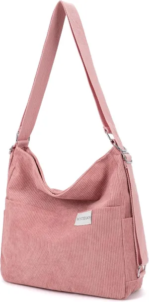 Corduroy Tote Backpack Crossbody Bag for Women, Convertible Shoulder Bags Designer Handbag for College, Work