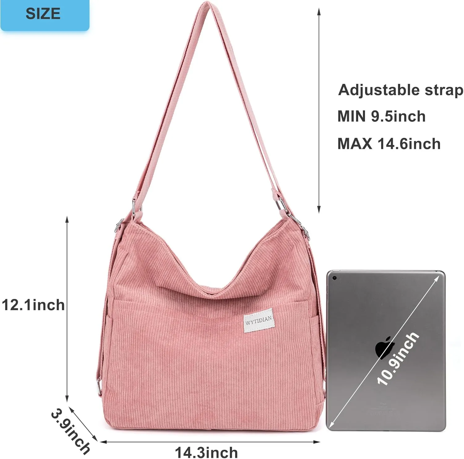 Corduroy Tote Backpack Crossbody Bag for Women, Convertible Shoulder Bags Designer Handbag for College, Work