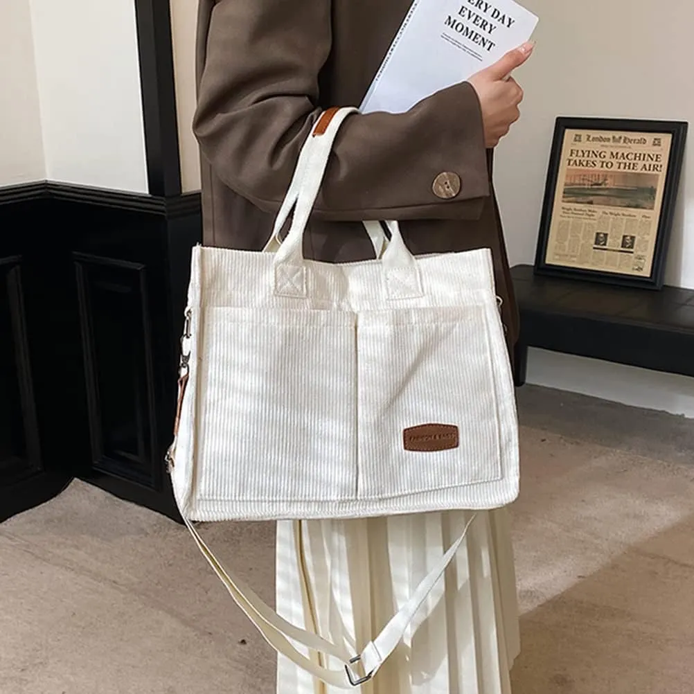 Corduroy Tote Bag for Women Crossbody Canvas Purses Handbags Shoulder Bags Satchel Bag for Teen Girls