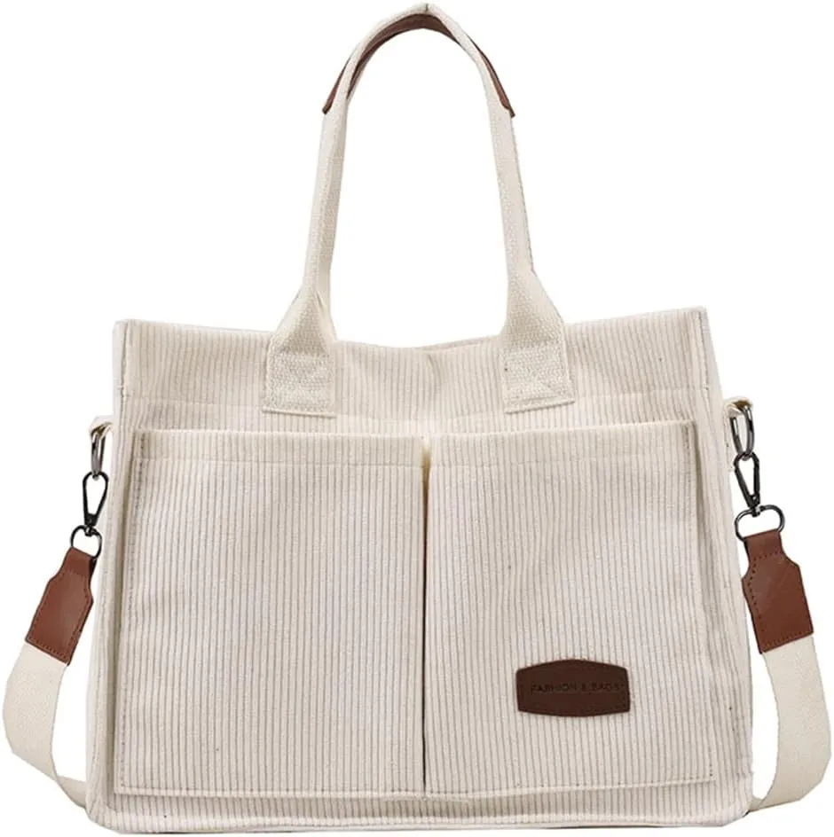 Corduroy Tote Bag for Women Crossbody Canvas Purses Handbags Shoulder Bags Satchel Bag for Teen Girls
