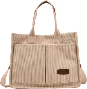 Corduroy Tote Bag for Women Crossbody Canvas Purses Handbags Shoulder Bags Satchel Bag for Teen Girls