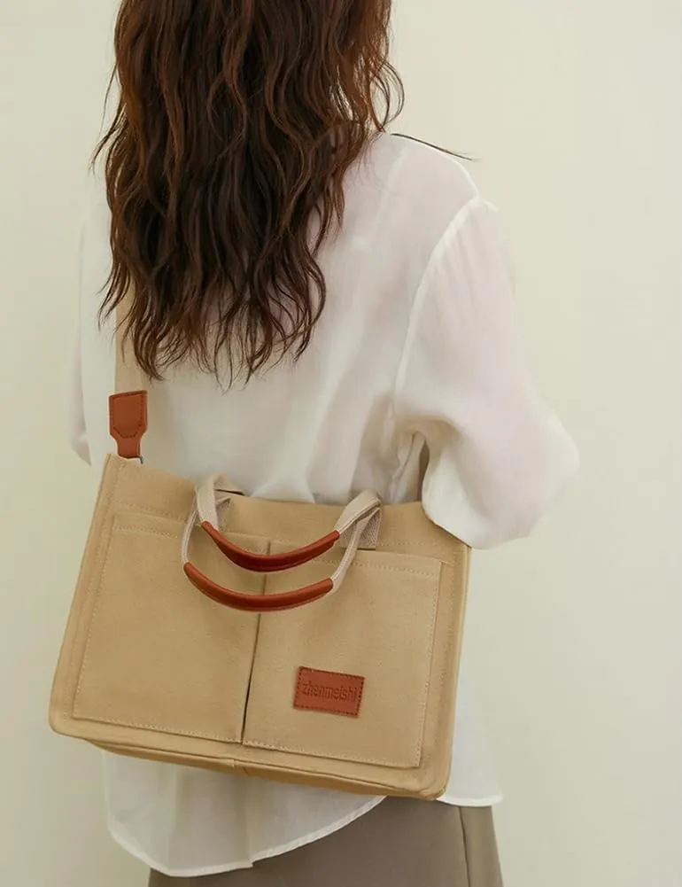 Corduroy Tote Bag for Women Fashion Multi-pocket Handbags Casual Crossbody Hobo Bag Cute Satchel Shoulder Bag 2024