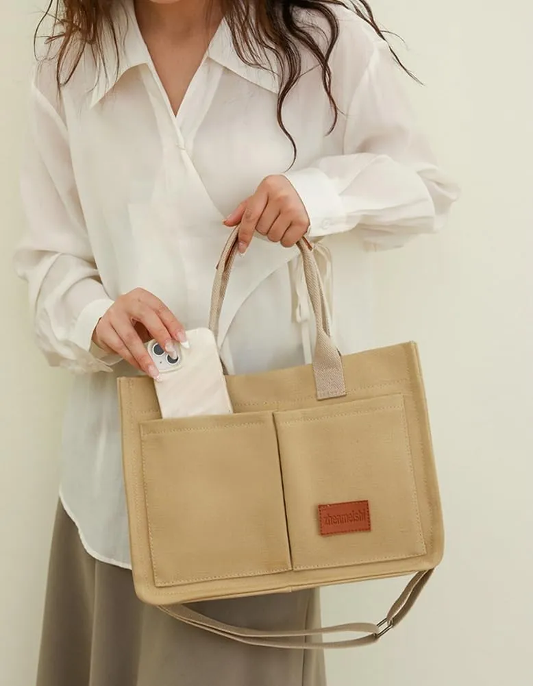 Corduroy Tote Bag for Women Fashion Multi-pocket Handbags Casual Crossbody Hobo Bag Cute Satchel Shoulder Bag 2024