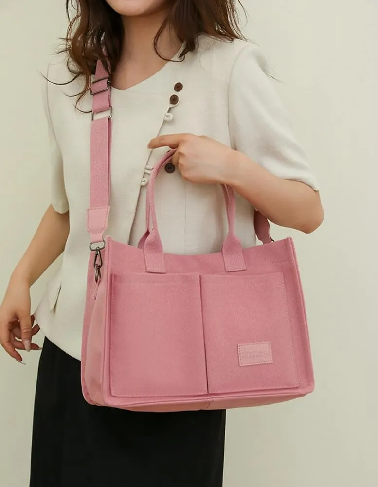 Corduroy Tote Bag for Women Fashion Multi-pocket Handbags Casual Crossbody Hobo Bag Cute Satchel Shoulder Bag 2024