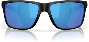 Costa Man Sunglasses Matte Black Frame, Blue Mirror Lenses, 58MM