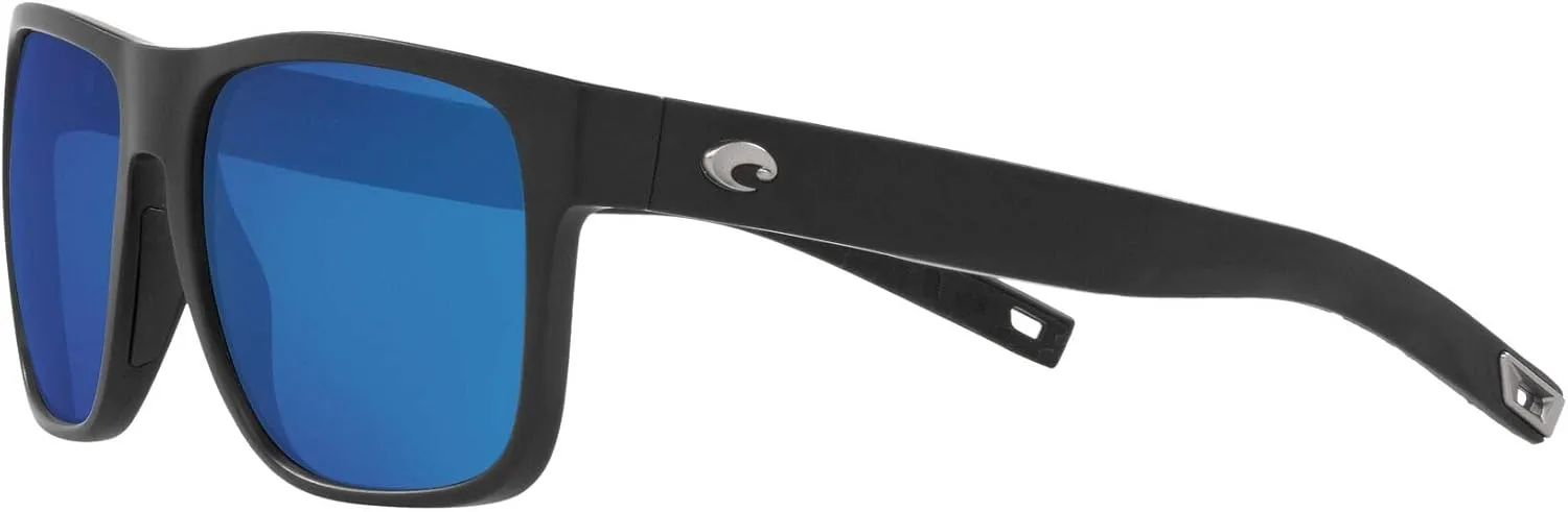 Costa Man Sunglasses Matte Black Frame, Green Mirror Lenses, 59MM