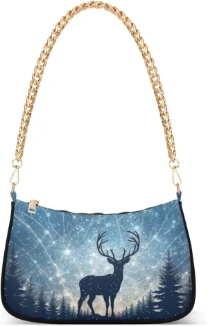 Cracked Ice Starry Sky Deer Crossbody Bags for Women Tote Bag Women's Shoulder Handbags Clutch Purses for Women