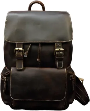 Crazy Horse Leather Backpack Day Pack Travel Bag for(E)