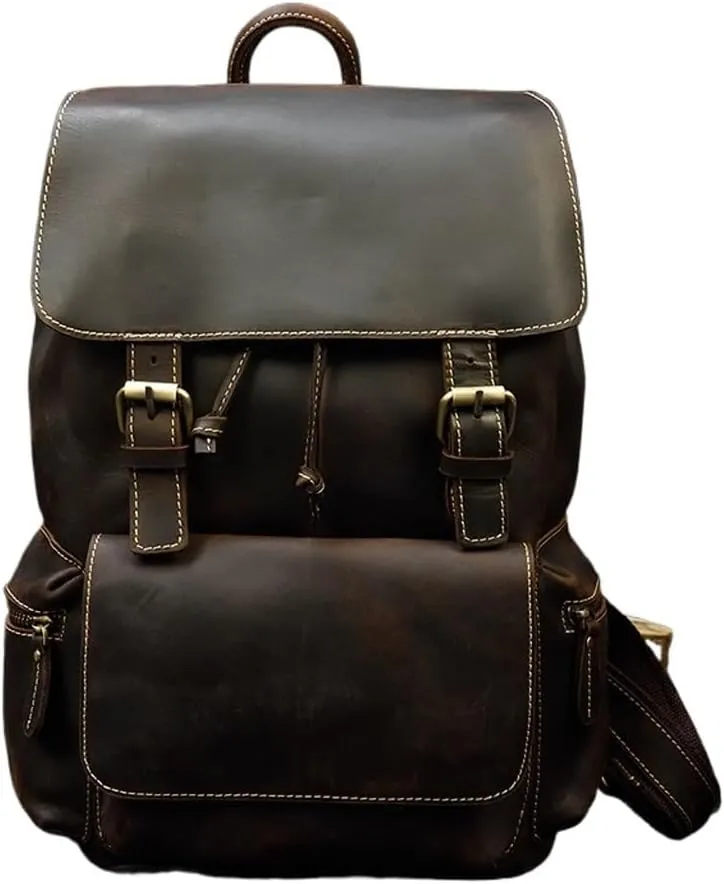 Crazy Horse Leather Backpack Day Pack Travel Bag for(E)