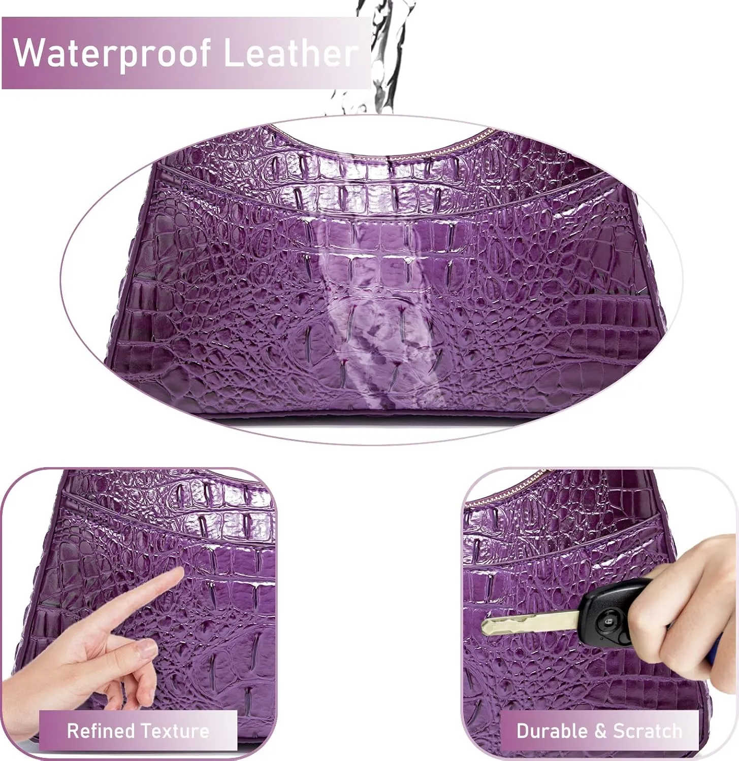 crocodile-embossed Hobo Purse for Women Large Shoulder Purses and Handbags Tote Bags