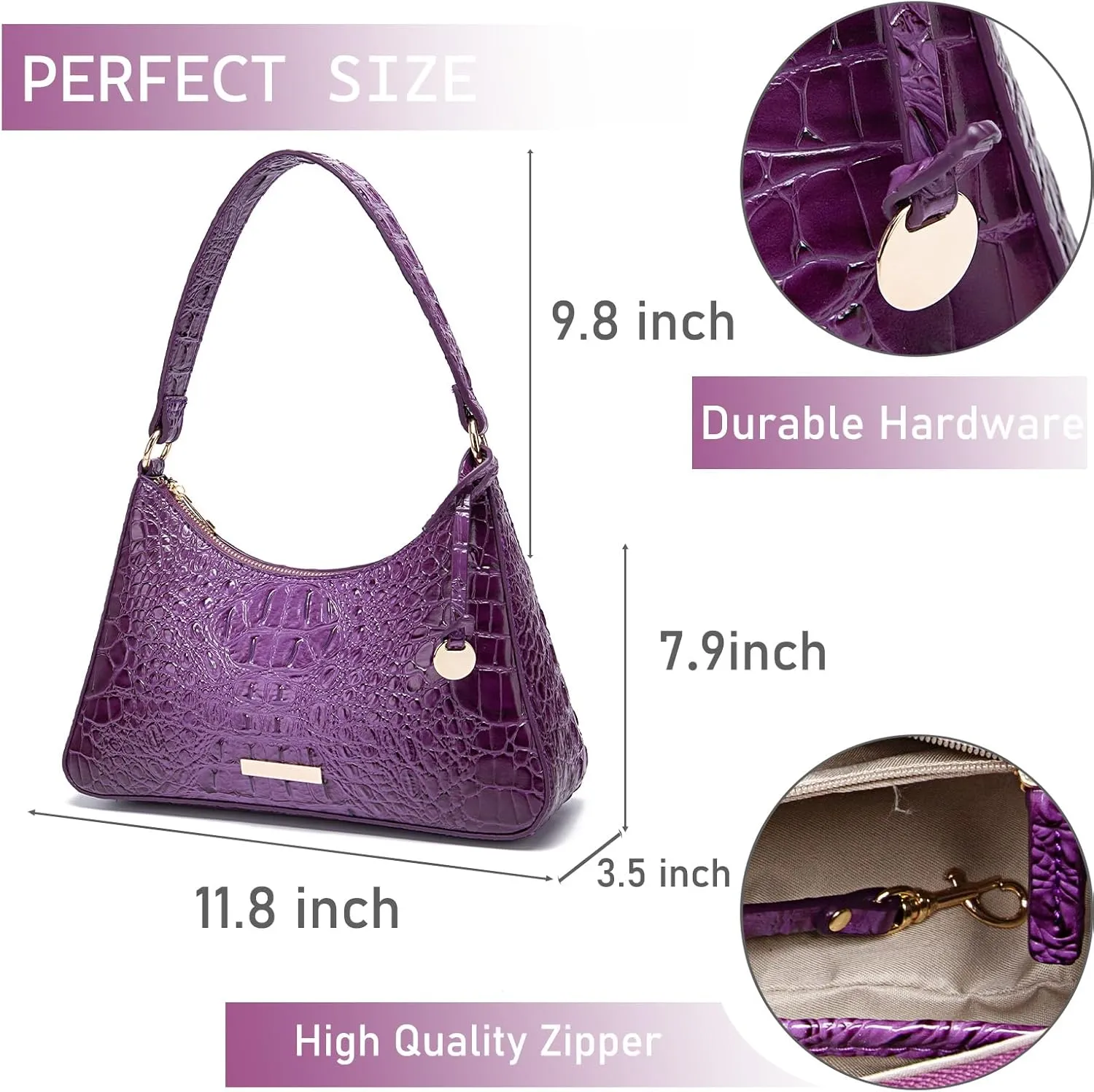 crocodile-embossed Hobo Purse for Women Large Shoulder Purses and Handbags Tote Bags