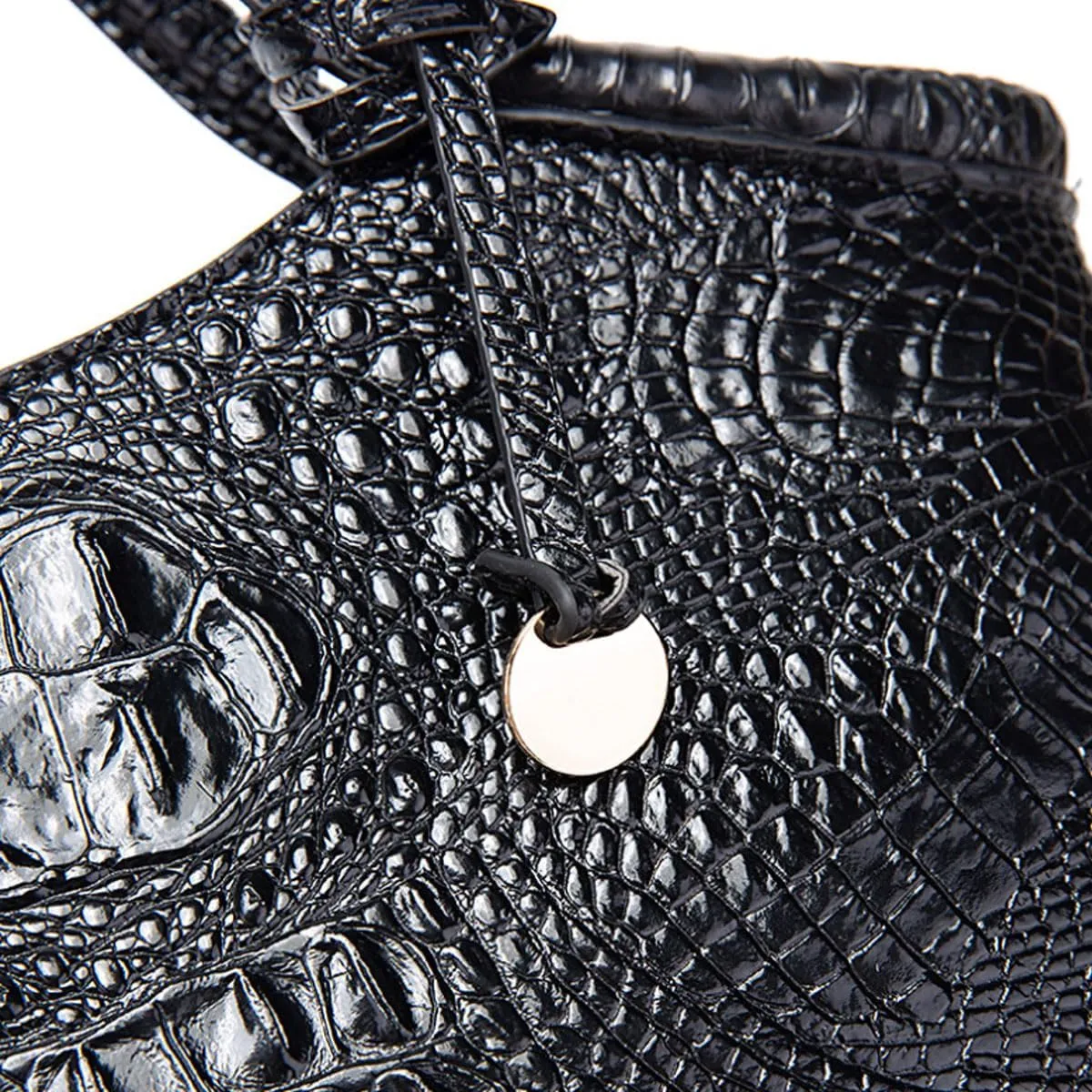 Crocodile-Embossed Pattern Handbag for Women Leather Purse Classy Tote Top-Handle Satchel Ladies Shoulder Bag