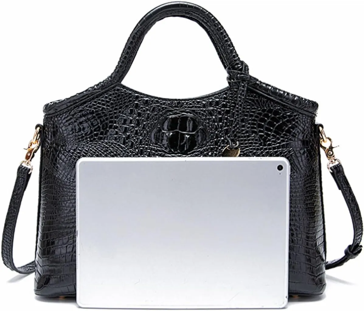Crocodile-Embossed Pattern Handbag for Women Leather Purse Classy Tote Top-Handle Satchel Ladies Shoulder Bag