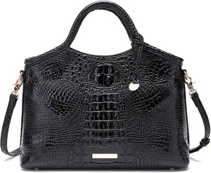 Crocodile-Embossed Pattern Handbag for Women Leather Purse Classy Tote Top-Handle Satchel Ladies Shoulder Bag
