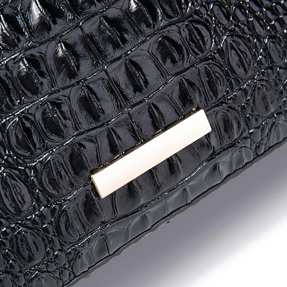 Crocodile-Embossed Pattern Handbag for Women Leather Purse Classy Tote Top-Handle Satchel Ladies Shoulder Bag