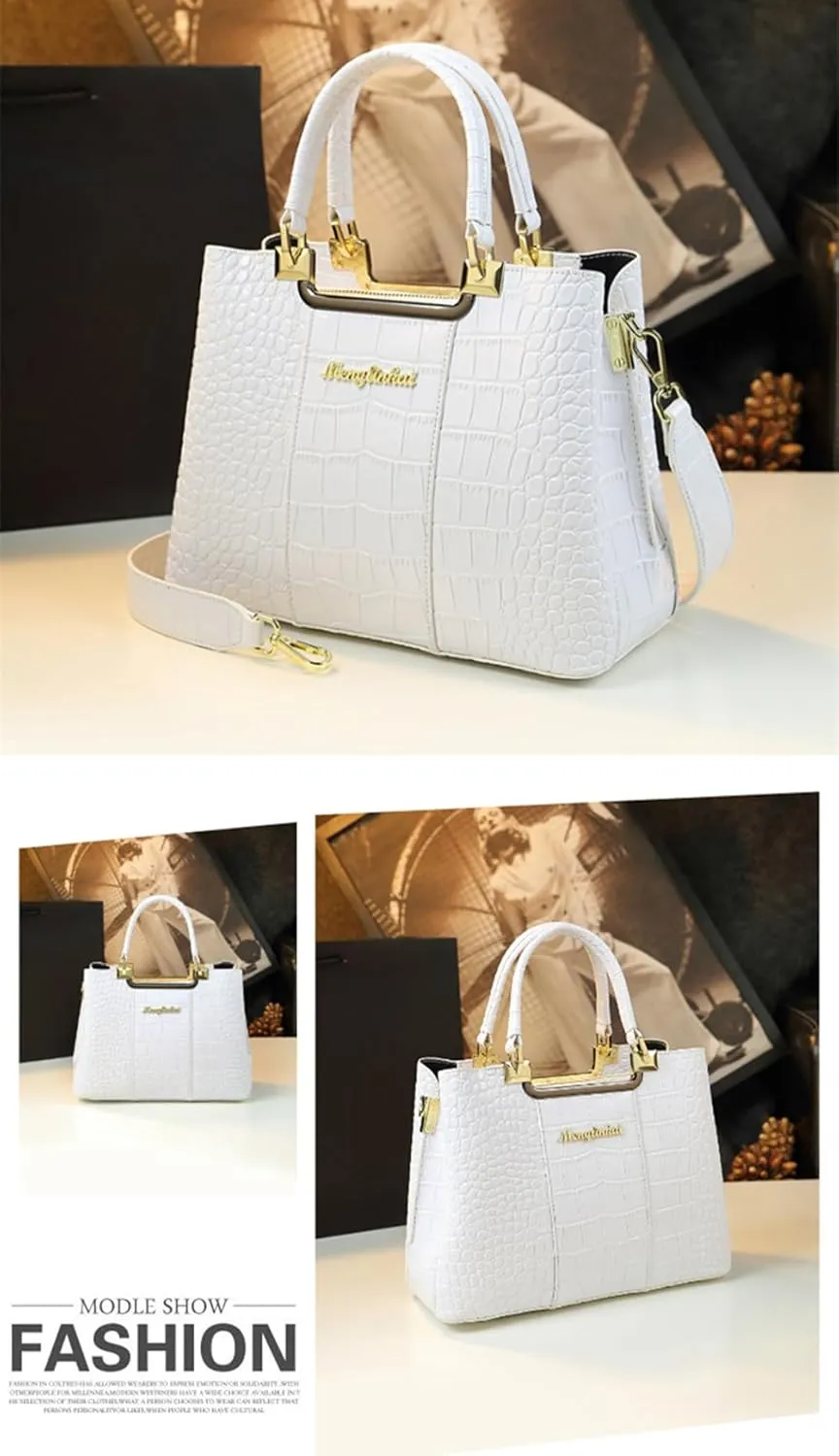 Crocodile Pattern Leather Women's Bag Top-Handle Satchel Handbags Mom Purses Portable Tote Bag Shoulder Messenger Bags