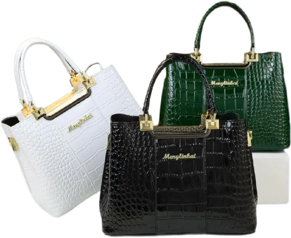 Crocodile Pattern Leather Women's Bag Top-Handle Satchel Handbags Mom Purses Portable Tote Bag Shoulder Messenger Bags