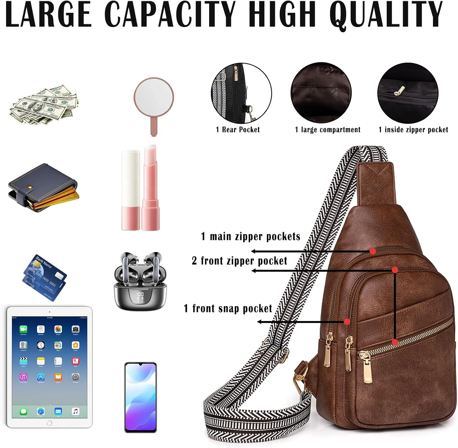 Cross Body Bags for Woman Men Sling Bag Chest Bag with Adjustable Strap Crossbody Handbags Women's Crossbody Bags
