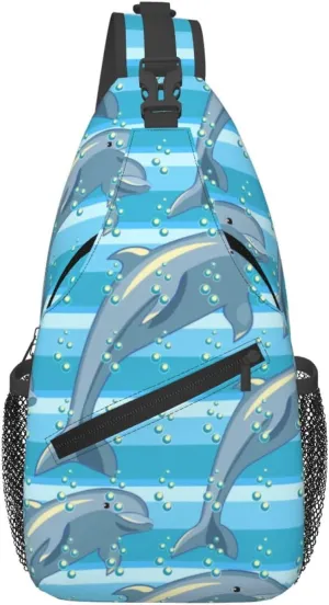 Cross Body Sling Bag For Women Men Dolphin Crossbody Bag Anti Theft Chest Bag Shoulder Backpack Travel Hiking Daypack Large Sling Cross Body Bag