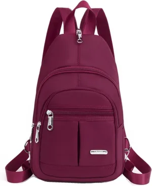 Crossbody Bag Convertible Backpack Small Sling Bag for Women Men Chest Bag Casual Daypack (Wine red)