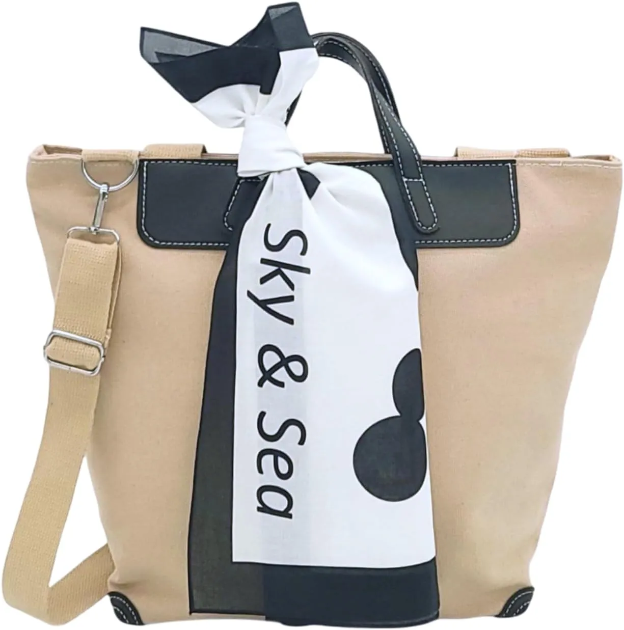 Crossbody Bag for Women, Black Top Handle, Large Tote Bags for Women, Purse, Canvas Tote Bag with Zipper, Interior Pockets, Removable Scarf, Everyday, Work, Shopping, or Beach Bag