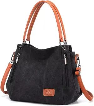 Crossbody Bag for Women Canvas Work Tote Purse Minimalist Multi-Pocket Shoulder Handbag Cloth Hobo Top Handle Satchel