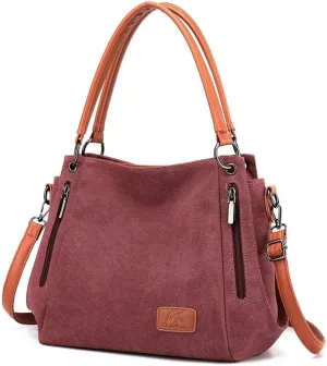Crossbody Bag for Women Canvas Work Tote Purse Minimalist Multi-Pocket Shoulder Handbag Cloth Hobo Top Handle Satchel