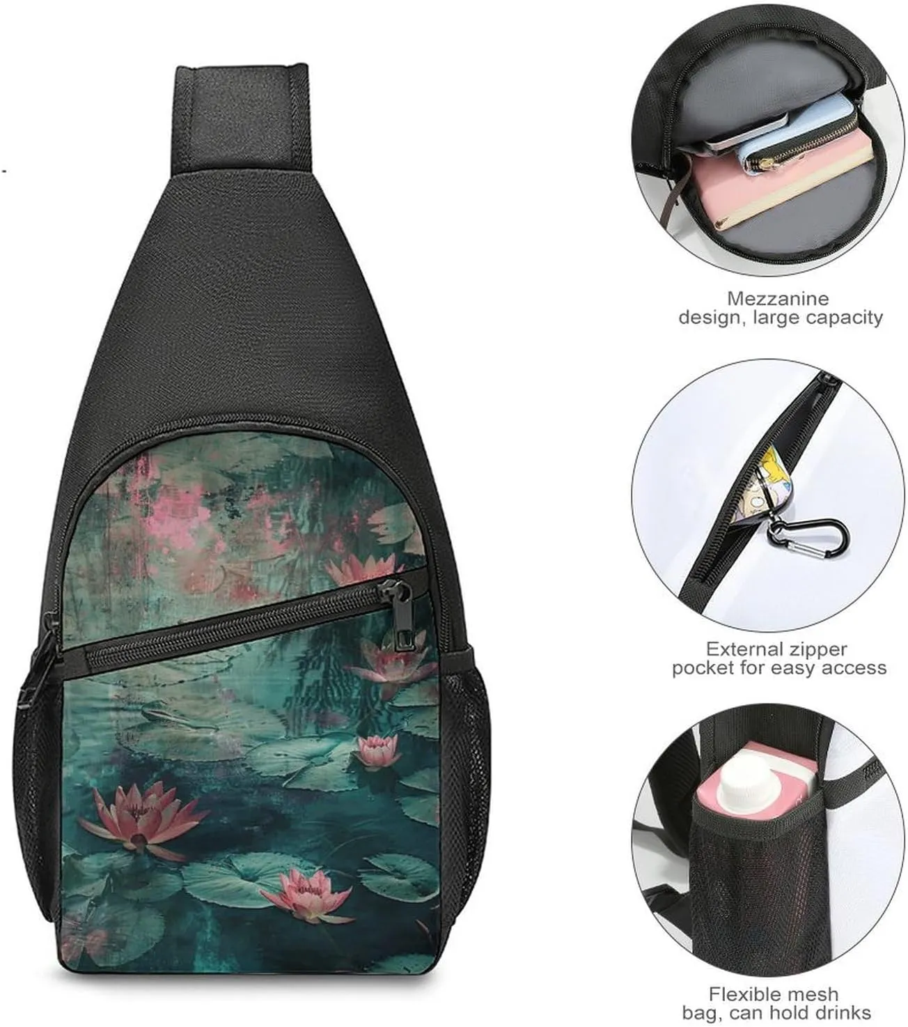 Crossbody Bag for Women Men Sling Bag A Hand Drawn Tiger Chest Bag Crossbody Adjustable Shoulder Bag