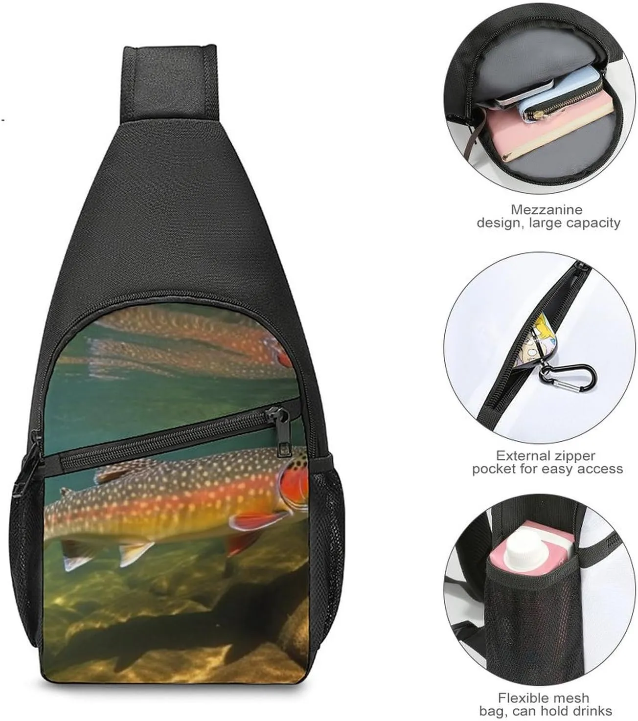 Crossbody Bag for Women Men Sling Bag Cute Little Fox Chest Bag Crossbody Adjustable Shoulder Bag