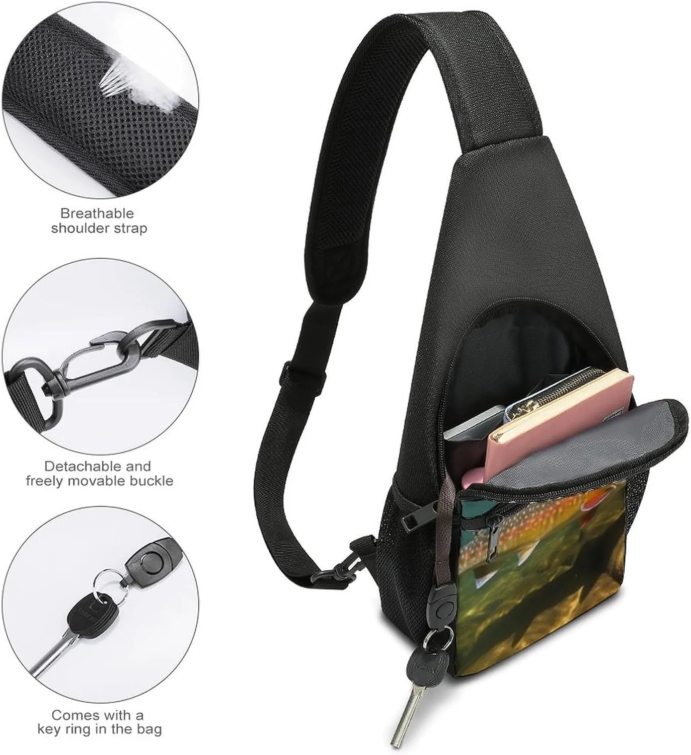 Crossbody Bag for Women Men Sling Bag Cute Little Fox Chest Bag Crossbody Adjustable Shoulder Bag