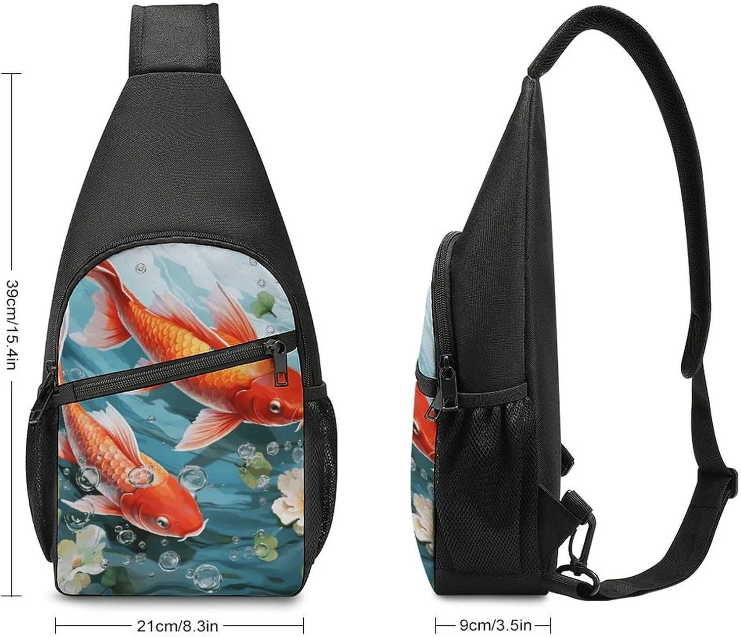 Crossbody Bag for Women Men Sling Bag Japanese Pretty Red Carp Fish Chest Bag Crossbody Adjustable Shoulder Bag