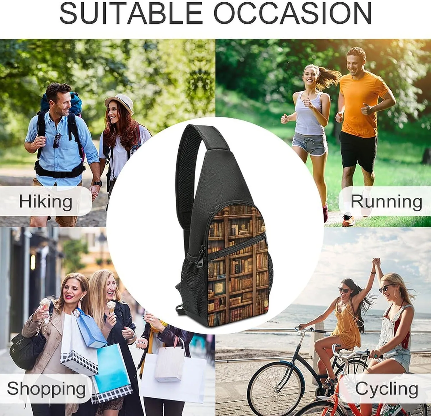 Crossbody Bag for Women Men Sling Bag Light Blue Pizza Slice Chest Bag Crossbody Adjustable Shoulder Bag