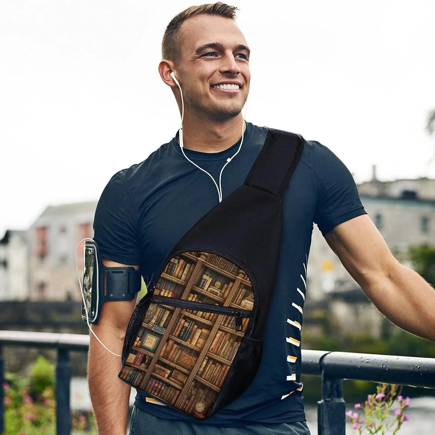 Crossbody Bag for Women Men Sling Bag Light Blue Pizza Slice Chest Bag Crossbody Adjustable Shoulder Bag