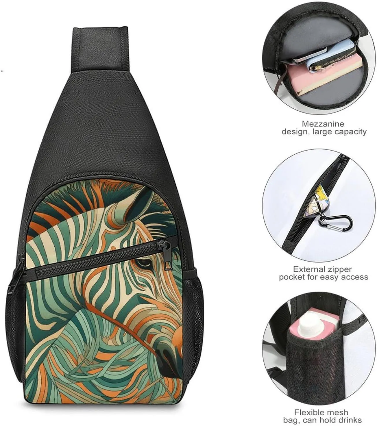 Crossbody Bag for Women Men Sling Bag Small Hound Pattern Chest Bag Crossbody Adjustable Shoulder Bag