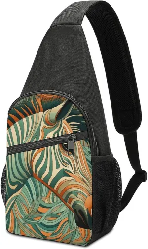 Crossbody Bag for Women Men Sling Bag Small Hound Pattern Chest Bag Crossbody Adjustable Shoulder Bag