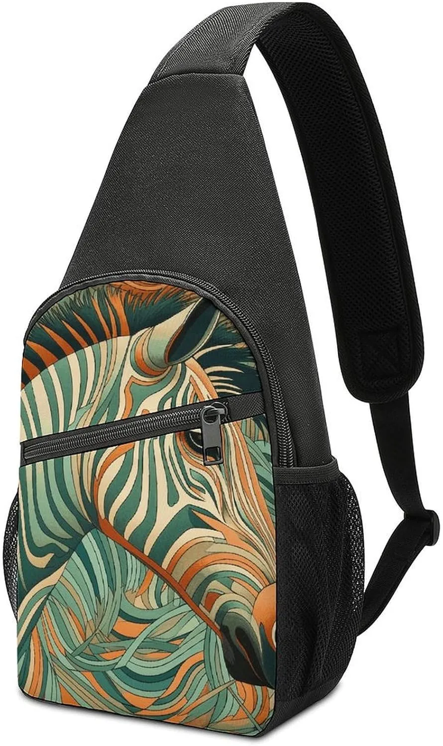 Crossbody Bag for Women Men Sling Bag Small Hound Pattern Chest Bag Crossbody Adjustable Shoulder Bag