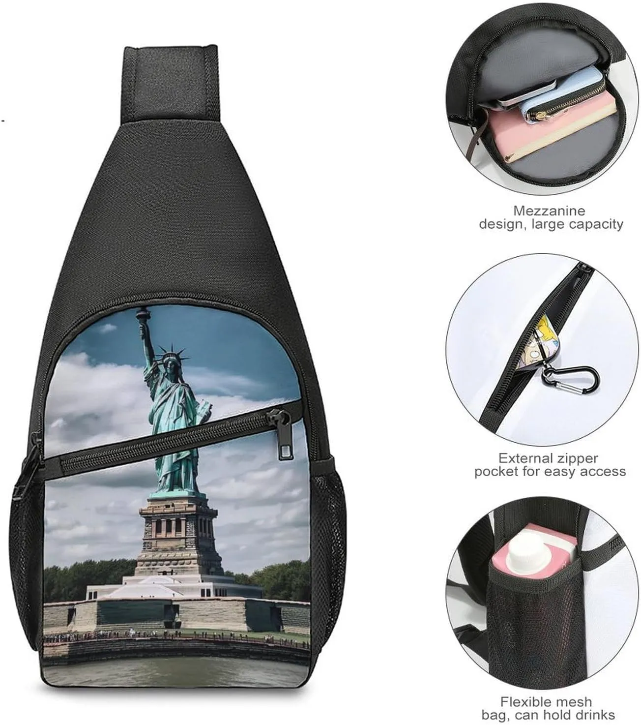Crossbody Bag for Women Men Sling Bag Wild Elk Chest Bag Crossbody Adjustable Shoulder Bag