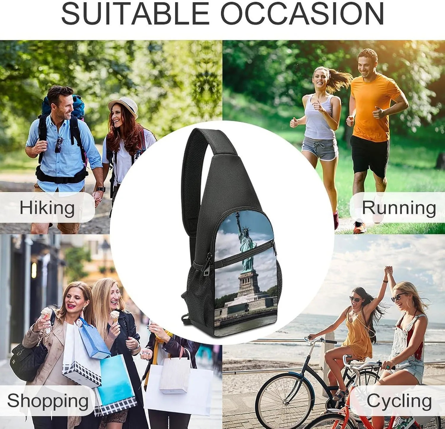 Crossbody Bag for Women Men Sling Bag Wild Elk Chest Bag Crossbody Adjustable Shoulder Bag