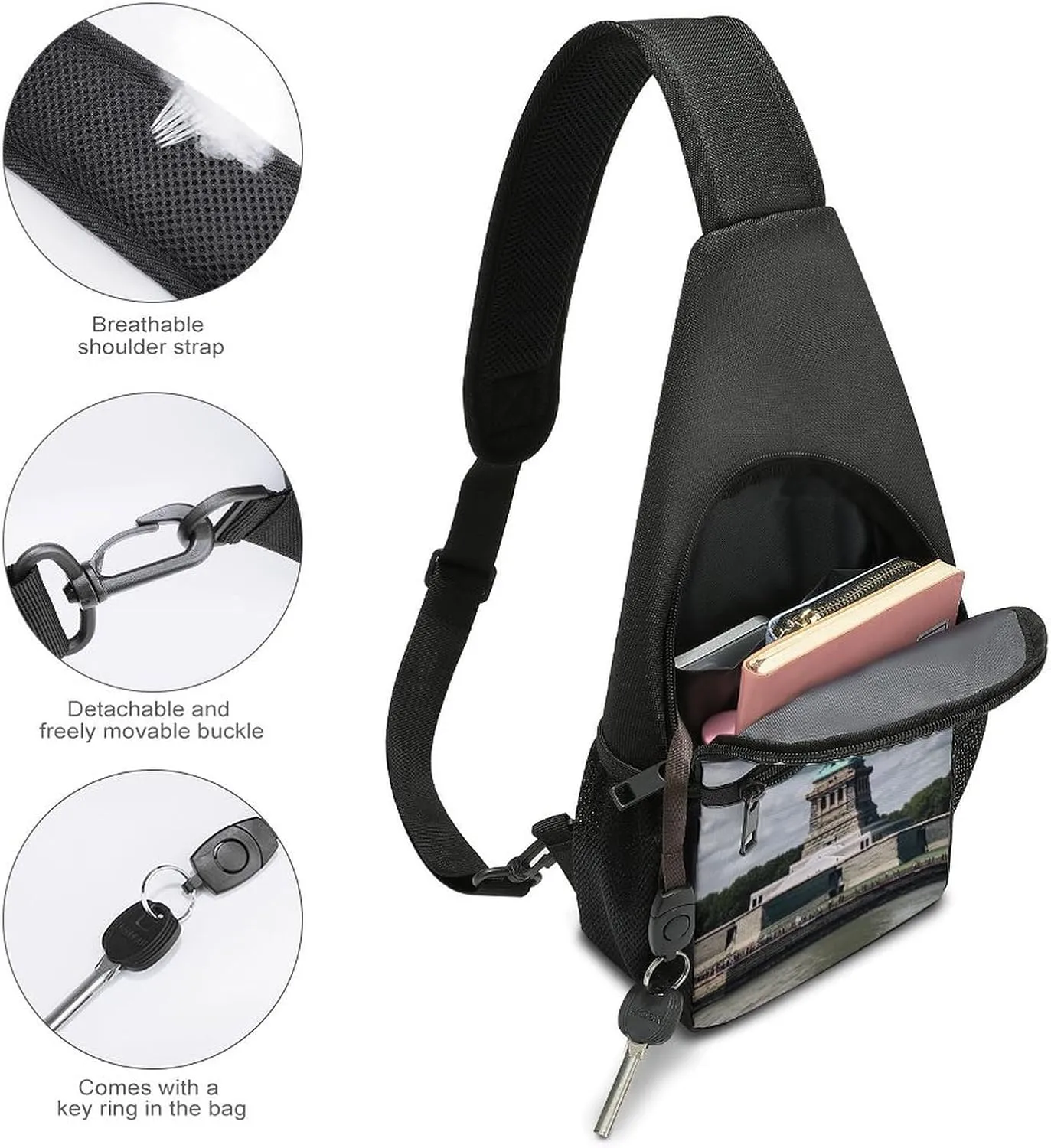 Crossbody Bag for Women Men Sling Bag Wild Elk Chest Bag Crossbody Adjustable Shoulder Bag