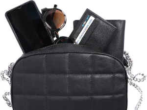 Crossbody Bag for Women Stylish Quilted Shoulder Bag Genuine Leather Satchel with Chain Strap