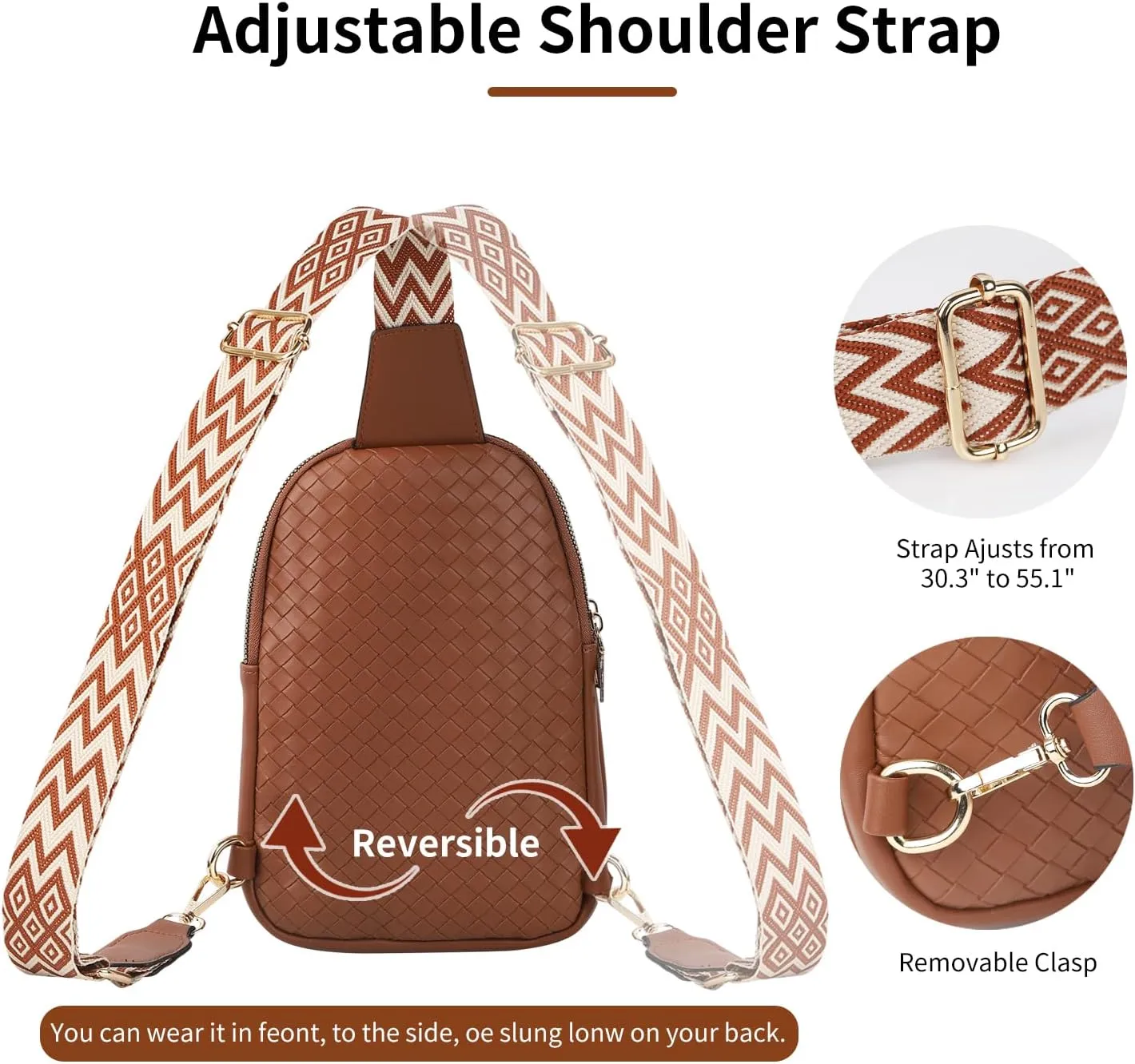 Crossbody Bag for Women Trendy Small Sling Cross Body Bag for Travel Leather Woven Fanny Pack Chest Bag
